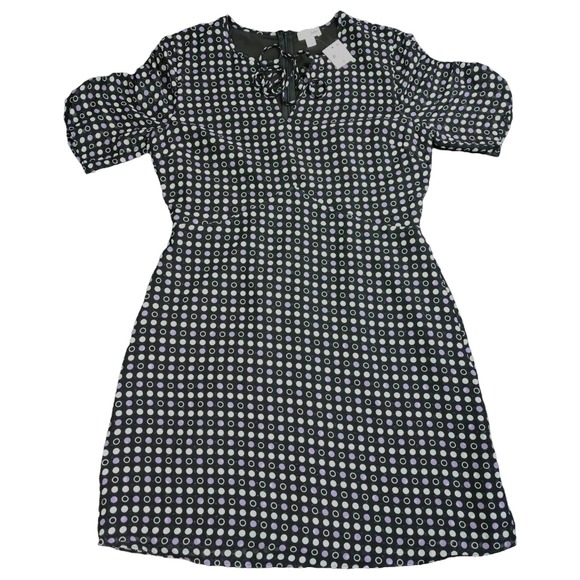 Maison Jules Dresses & Skirts - Maison Jules Womens Short Sleeve Purple Polka Dot Sundress Black NWT - 12